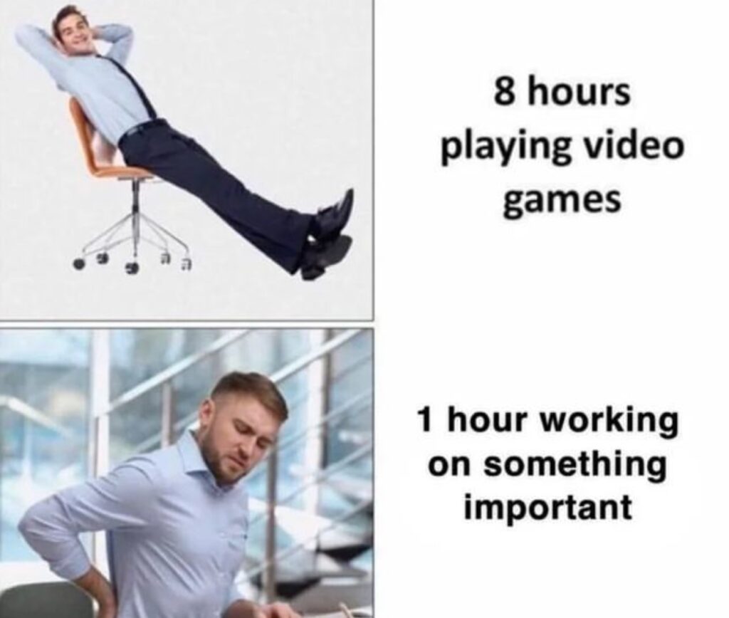 When gaming mode has you feeling invincible, but reality hits different 💪😅. Anyone else relate? #GamingLife #AdultingStruggles #DeskJobPain #GameOn